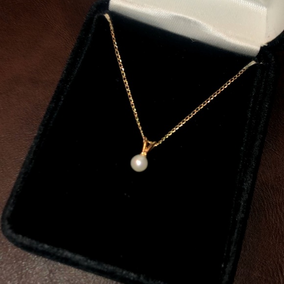 14kt yellow gold Pearl necklace 14" - Picture 3 of 4
